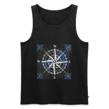 Kompass Navigation Muster Geschenk Geschenkidee - Männer Premium Bio Tank Top - Schwarz - Vorne - AI Model Male 178 light (178cm)