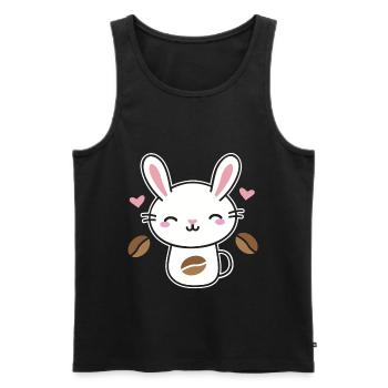 Coffee Caffeine Bunny Rabbit Coffee Bean Gift - Men's Premium Organic Tank Top - black - Front - AI Model Male 178 light (178cm)