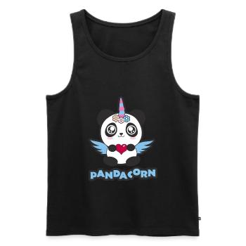 Panda Licorne Pandacorn! Fleurs d'ailes douces - Débardeur bio Premium Homme - noir - Devant - AI Model Male 178 light (178cm)