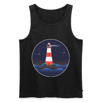 Lighthouse, international lighthouse day - Men's Premium Organic Tank Top - black - Front - AI Model Male 178 light (178cm)