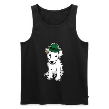 Jack Russell with hat, dog, cartoon, funny, cute - Men's Premium Organic Tank Top - black - Front - AI Model Male 178 light (178cm)