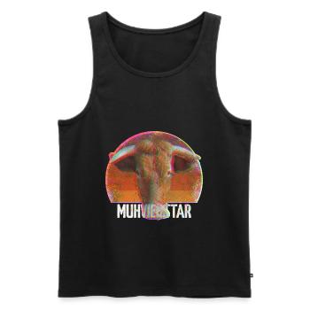MUHVIEHSTAR Vintager Büffel stolz Bauer zu sein - Männer Premium Bio Tank Top - Schwarz - Vorne - Michal (187cm)