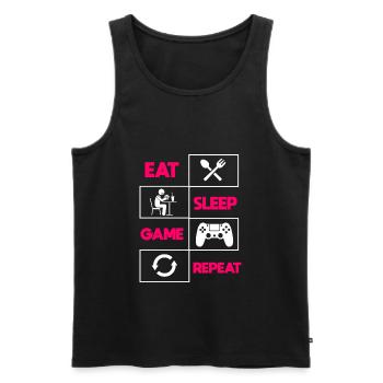 Eat Sleep Game Repeat - Men's Premium Organic Tank Top - black - Front - AI Model Male 178 light (178cm)