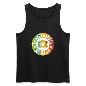 Photographer at work - Männer Premium Bio Tank Top - Schwarz - Vorne - AI Model Male 178 light (178cm)