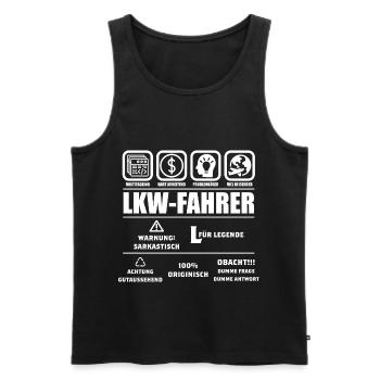 LKW-Fahrer - Beschreibung - Männer Premium Bio Tank Top - Schwarz - Vorne - Michal (187cm)