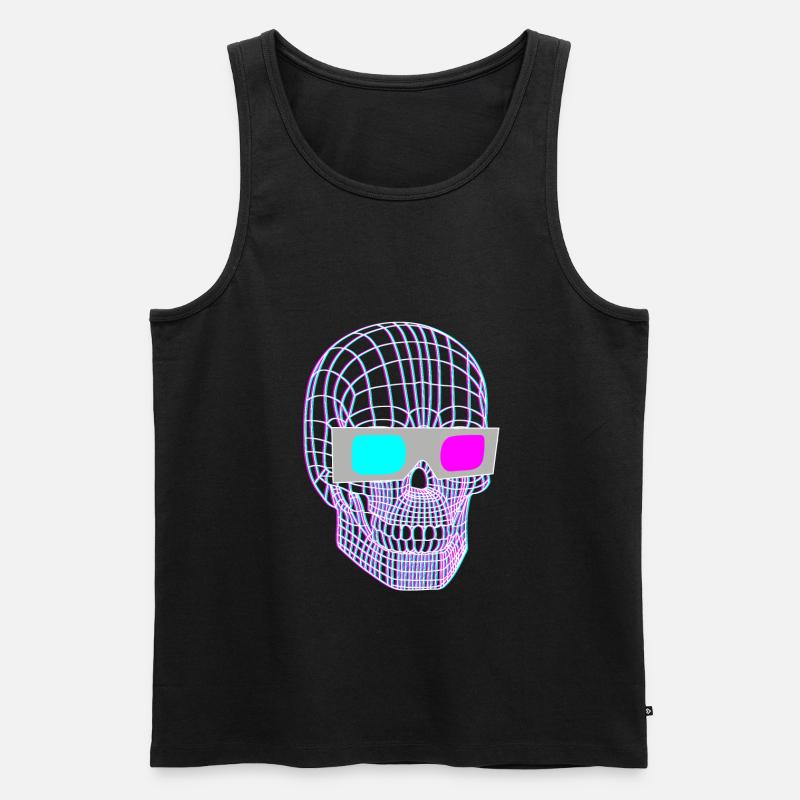 3D Schädel Mit 3D Brille - Männer Premium Bio Tank Top - Schwarz