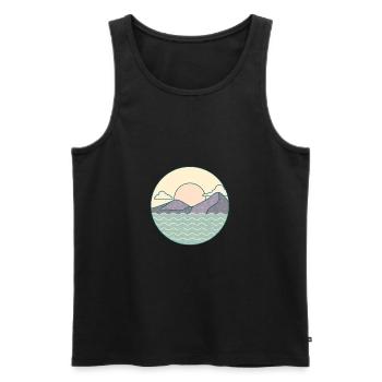 Beautiful nature landscape with mountains water love - Men's Premium Organic Tank Top - black - Front - AI Model Male 178 light (178cm)