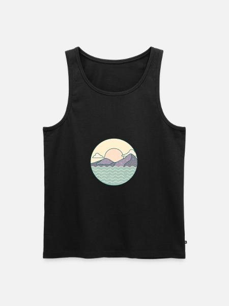 Schöne Natur Landschaft mit Bergen Wasser Liebe - Männer Premium Bio Tank Top - Schwarz