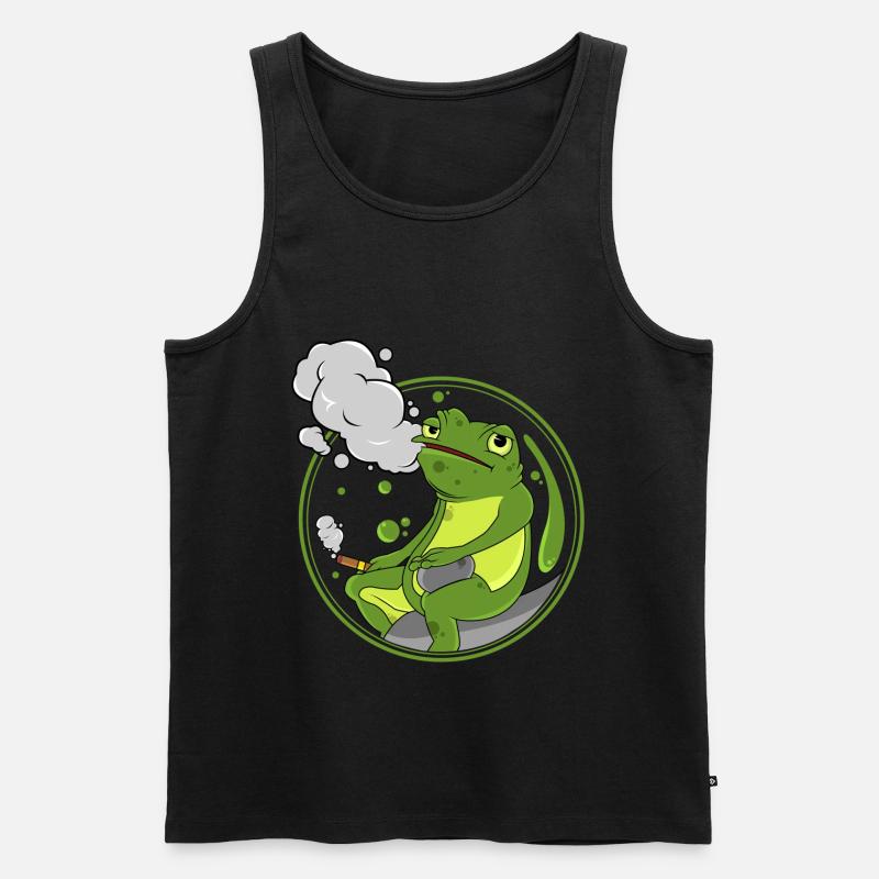 Frosch als Raucher mit Zigarre - Männer Premium Bio Tank Top - Schwarz