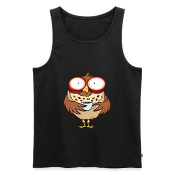 Eule Kaffee Tee - Männer Premium Bio Tank Top - Schwarz - Vorne - Michal (187cm)