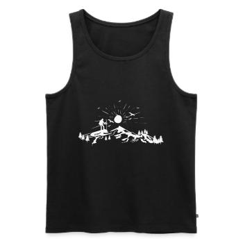 Hiking. Wandern. - Männer Premium Bio Tank Top - Schwarz - Vorne - Michal (187cm)