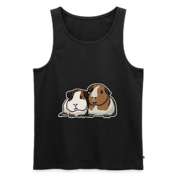 Two guinea pigs, cute, cartoon - Men's Premium Organic Tank Top - black - Front - AI Model Male 178 light (178cm)