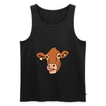 Vache, Animal, Animaux domestiques, BD - Débardeur bio Premium Homme - noir - Devant - AI Model Male 178 light (178cm)