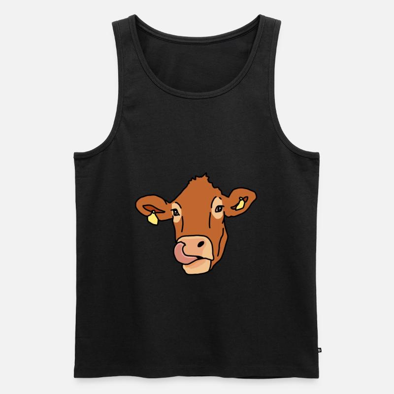 Kuh, Tier, Hausrind, Comic - Männer Premium Bio Tank Top - Schwarz