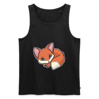 Fox, fox pup, red fox, comic, cute - Men's Premium Organic Tank Top - black - Front - AI Model Male 178 light (178cm)