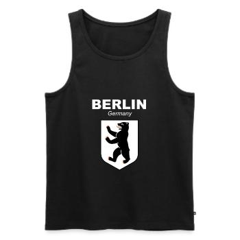 Berlin - Débardeur bio Premium Homme - noir - Devant - AI Model Male 178 light (178cm)
