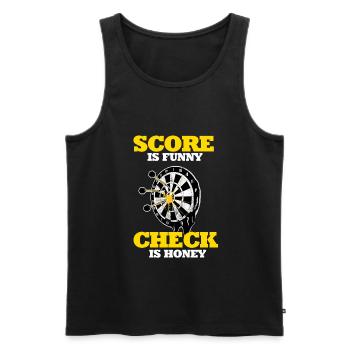 Darts Score is funny check is honey dartboard - Men's Premium Organic Tank Top - black - Front - AI Model Male 178 light (178cm)