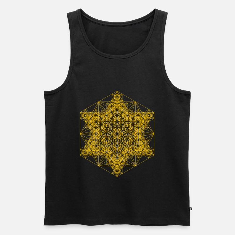 Metatrons Super Structure Gold - Männer Premium Bio Tank Top - Schwarz