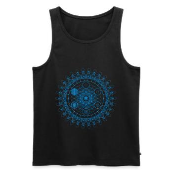 Évolution géométrique de l'oeil sacré de la fleur de Metatron - Débardeur bio Premium Homme - noir - Devant - AI Model Male 178 light (178cm)