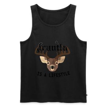 Grantler with deer in Bavaria vintage - Men's Premium Organic Tank Top - black - Front - AI Model Male 178 light (178cm)