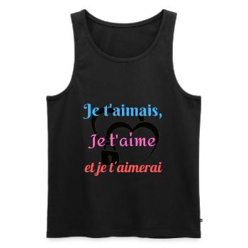 Je t aimais je t aime et je t aimerai - Débardeur bio Premium Homme - noir - Devant - AI Model Male 178 light (178cm)