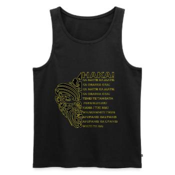 Tatouage haka maori pour cadeau de rugby et de football - Débardeur bio Premium Homme - noir - Devant - AI Model Male 178 light (178cm)