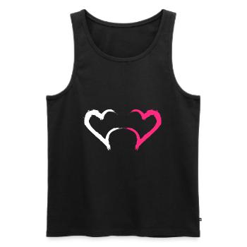 Herz in Rosa und Weiß - Männer Premium Bio Tank Top - Schwarz - Vorne - AI Model Male 178 light (178cm)