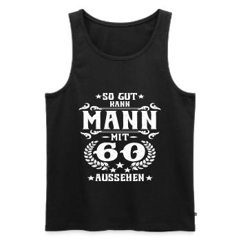 So gut kann Mann mit 60 aussehen - Männer Premium Bio Tank Top - Schwarz - Vorne - Michal (187cm)