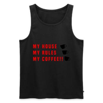 ma maison mes règles mon café - Débardeur bio Premium Homme - noir - Devant - Michal (187cm)