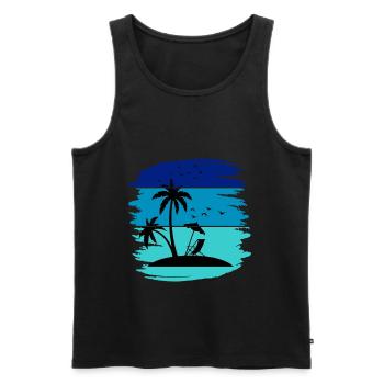 Soleil, plage et palmiers - Débardeur bio Premium Homme - noir - Devant - AI Model Male 178 light (178cm)