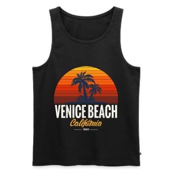 Venice Beach Summer California Palm Island Sunset - Men's Premium Organic Tank Top - black - Front - Michal (187cm)