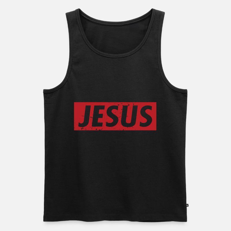 JESUS - Männer Premium Bio Tank Top - Schwarz