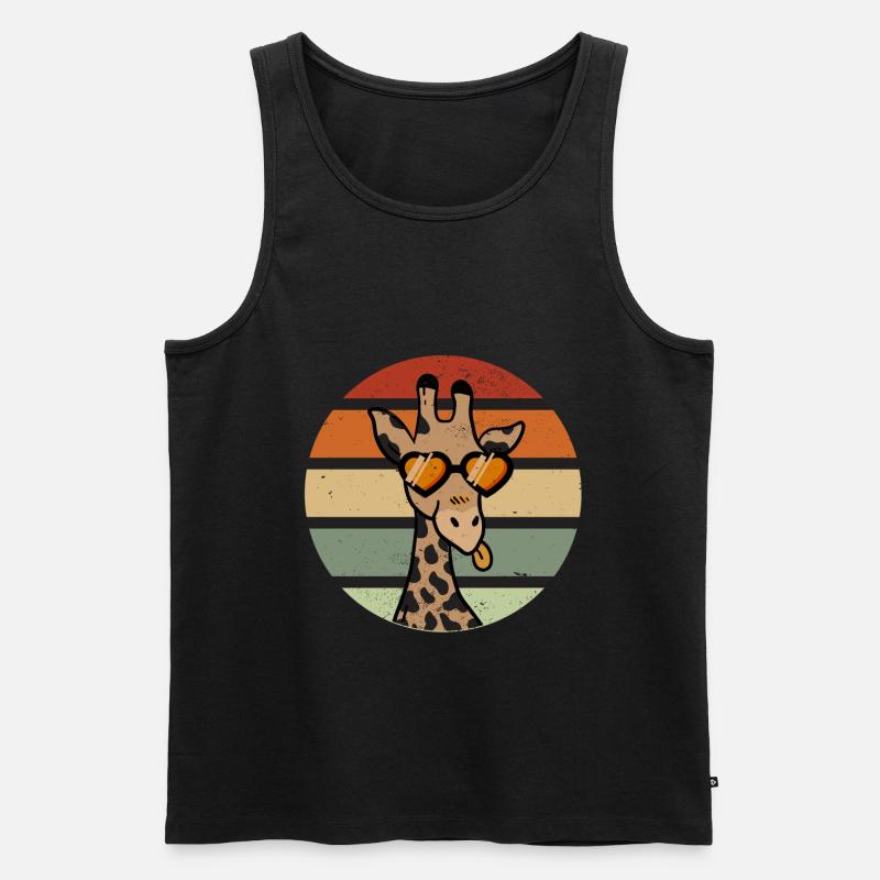 Giraffe Retro - Männer Premium Bio Tank Top - Schwarz