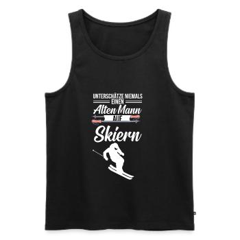 Ski Opa Skifahrer der Skifahren & Wintersport mag - Männer Premium Bio Tank Top - Schwarz - Vorne - Michal (187cm)