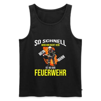 Spruch So schnell wird mir nicht heiß Feuerwehr - Männer Premium Bio Tank Top - Schwarz - Vorne - Michal (187cm)