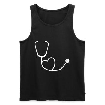 Infirmière médecin stéthoscope - Débardeur bio Premium Homme - noir - Devant - Michal (187cm)