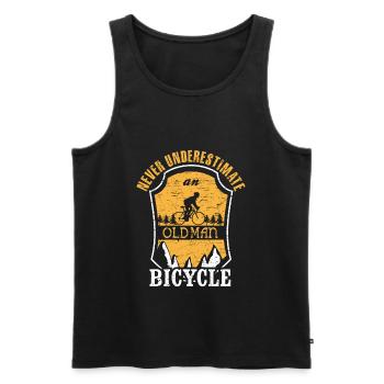 Never Underestimate A Bicycle - Men's Premium Organic Tank Top - black - Front - AI Model Male 178 light (178cm)
