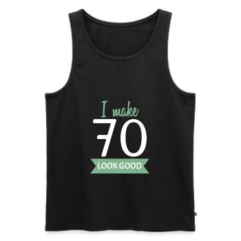70th birthday saying - Men's Premium Organic Tank Top - black - Front - AI Model Male 178 light (178cm)