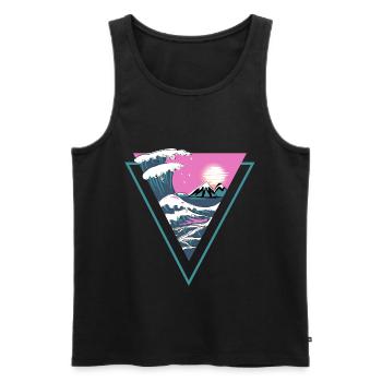 Waves - Männer Premium Bio Tank Top - Schwarz - Vorne - Michal (187cm)