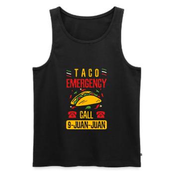 Appel d'urgence Taco 9-Juan-Juan Mexican Gift - Débardeur bio Premium Homme - noir - Devant - AI Model Male 178 light (178cm)