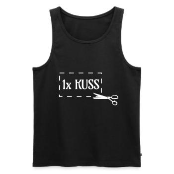1x Kuss Freifahrtsschein Gutschein - Männer Premium Bio Tank Top - Schwarz - Vorne - Michal (187cm)