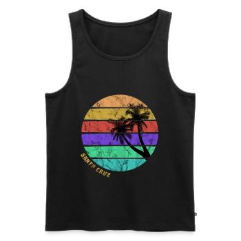 Plage de Santa Cruz - Débardeur bio Premium Homme - noir - Devant - AI Model Male 178 light (178cm)