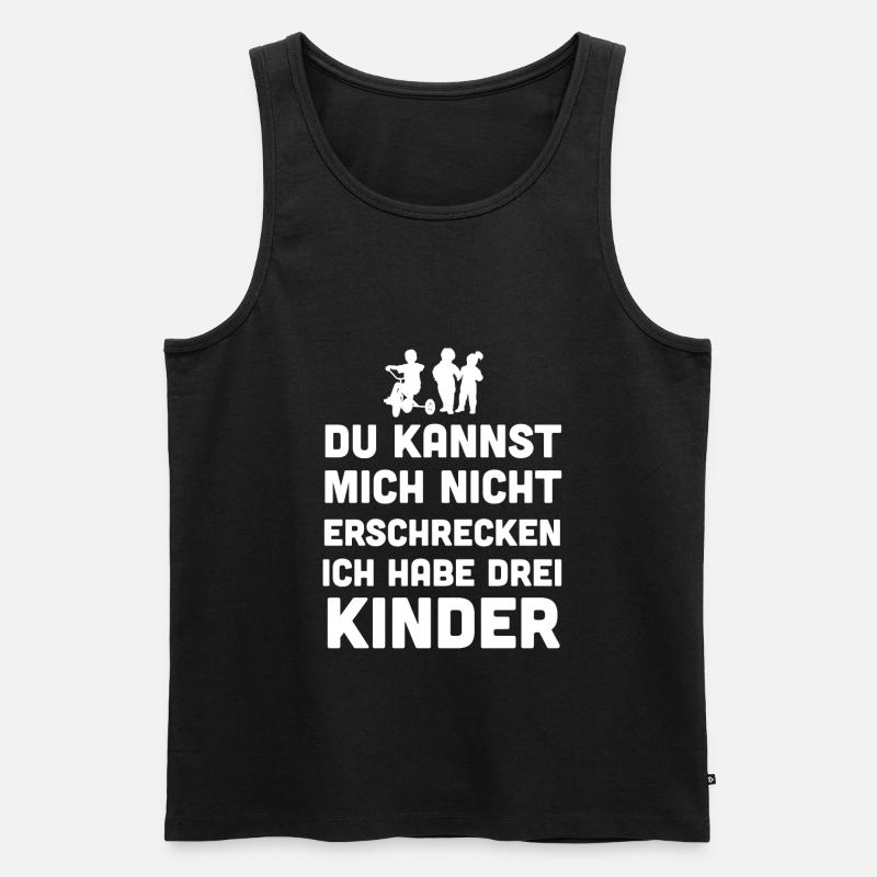 Vater Mutter 3 Kinder Papa - Männer Premium Bio Tank Top - Schwarz