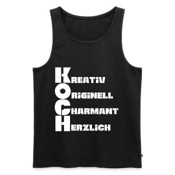 Koch - Männer Premium Bio Tank Top - Schwarz - Vorne - Michal (187cm)