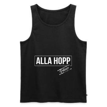 Sprichwort Pfalz Pfälzer Alla Hopp Dialekt - Männer Premium Bio Tank Top - Schwarz - Vorne - AI Model Male 178 light (178cm)