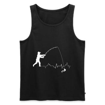 Fisherman Heartbeat - Männer Premium Bio Tank Top - Schwarz - Vorne - Michal (187cm)
