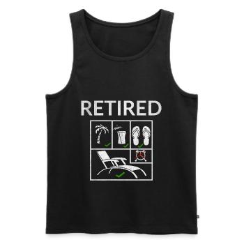 retirement - Men's Premium Organic Tank Top - black - Front - AI Model Male 178 light (178cm)