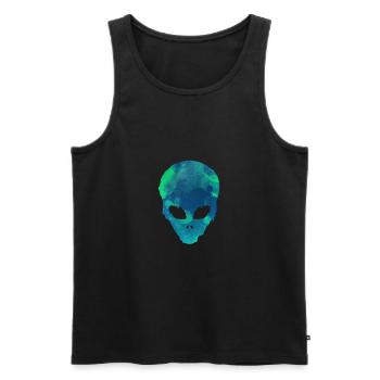 Alien Gesicht UFO Weltall Space außerirdisch - Männer Premium Bio Tank Top - Schwarz - Vorne - Michal (187cm)