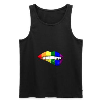LGBT Lips - Men's Premium Organic Tank Top - black - Front - AI Model Male 178 light (178cm)