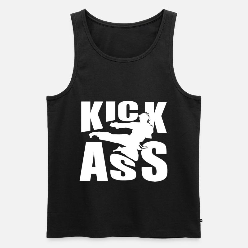 Kick Ass Kick - Männer Premium Bio Tank Top - Schwarz